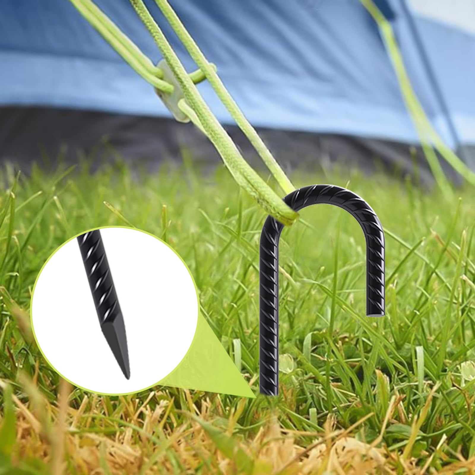 Black Rebar Stakes J Hook