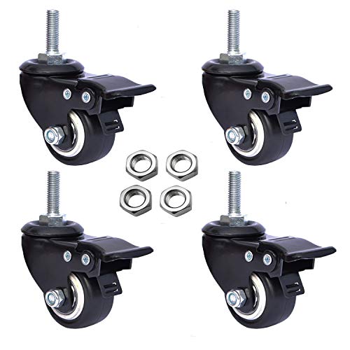 AAGUT 1.5-Inch Heavy-Duty Stem Caster with Double Brake and 3/8"-16 Threaded Stem