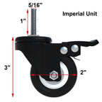 AAGUT 2-Inch Stem Caster with Double Brake and Imperial 5/16"-18 Thread
