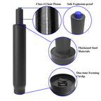 Close-up of the 2-inch (50mm) diameter base sleeve and 1.1-inch top pole of the chair gas cylinder, showing universal fit.