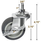 Side view showing the sturdy threaded mounting stem of the AAGUT heavy-duty caster.