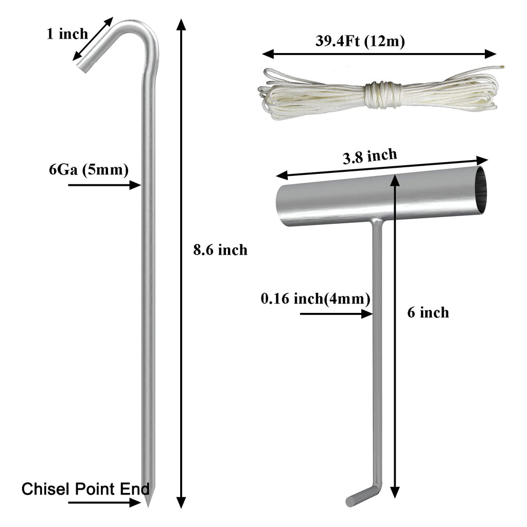 AAGUT 9-Inch Heavy-Duty Galvanized Steel Tent Stake