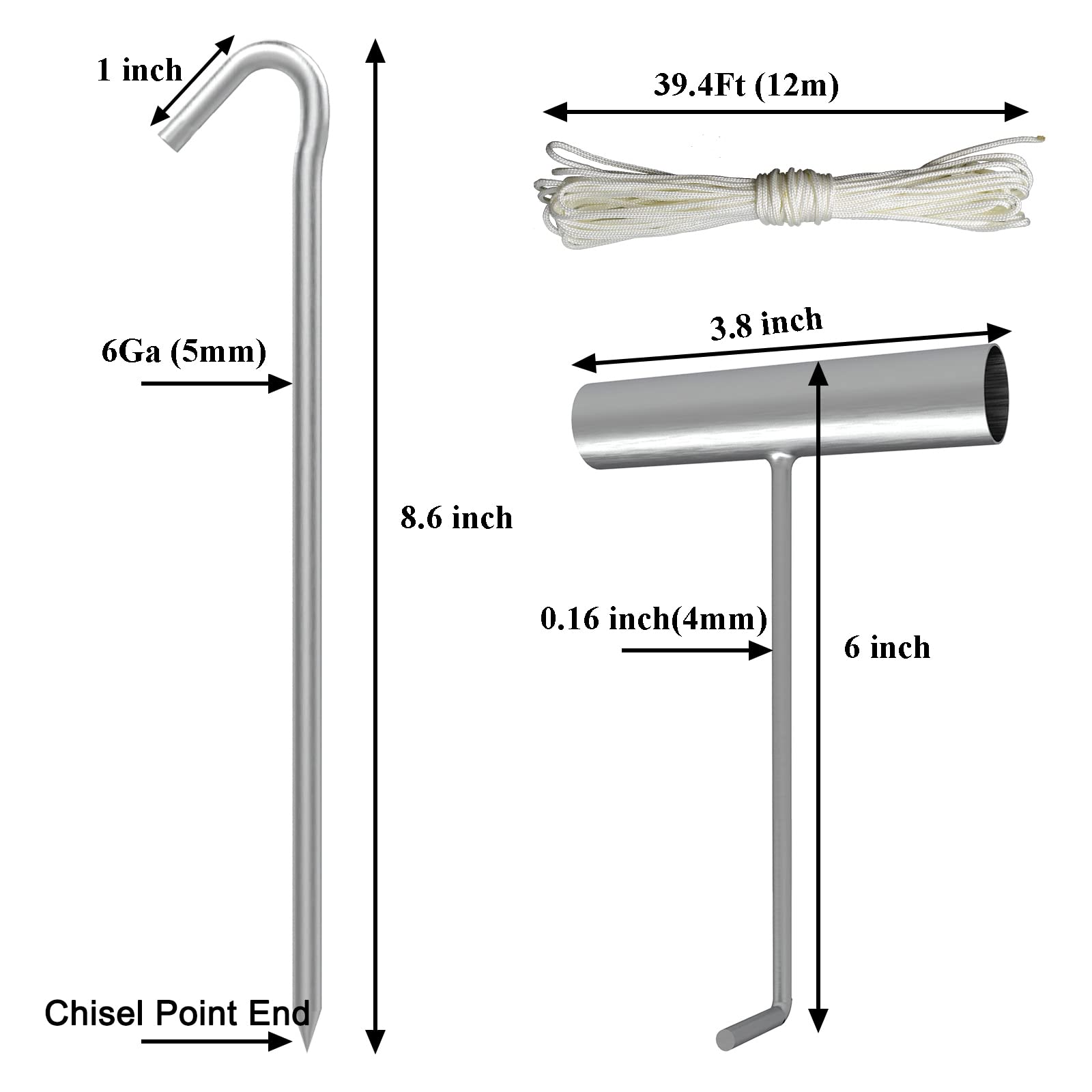 AAGUT 9-Inch Heavy-Duty Galvanized Steel Tent Stake