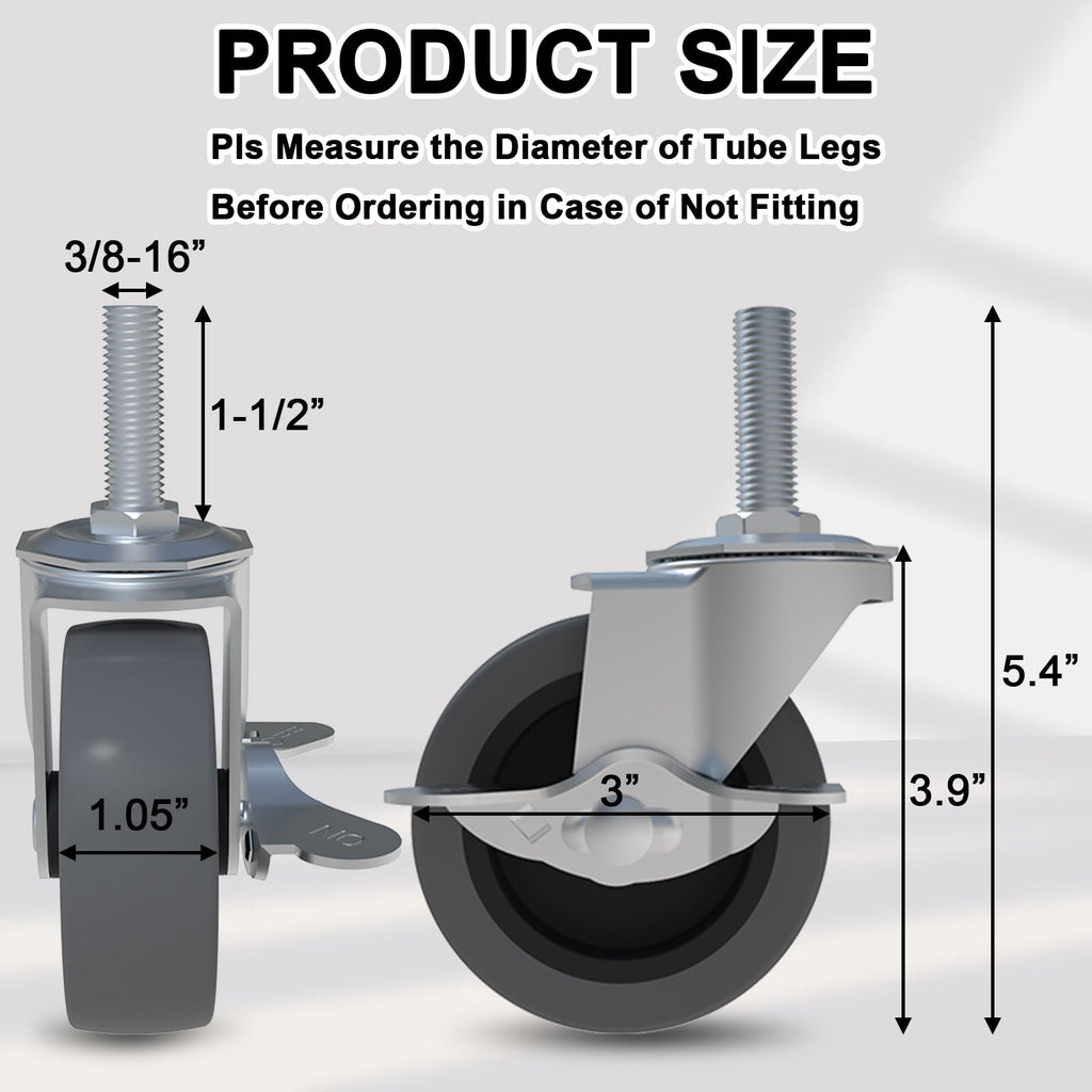 Side view highlighting the sturdy threaded mounting stem of the industrial caster.