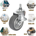 Utility cart or workbench moving smoothly on a hard floor using four AAGUT 3-inch gray rubber casters.