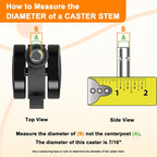 AAGUT 5-Pack of 2 Inch Black Office Chair Wheels with Brakes for Carpet Protection