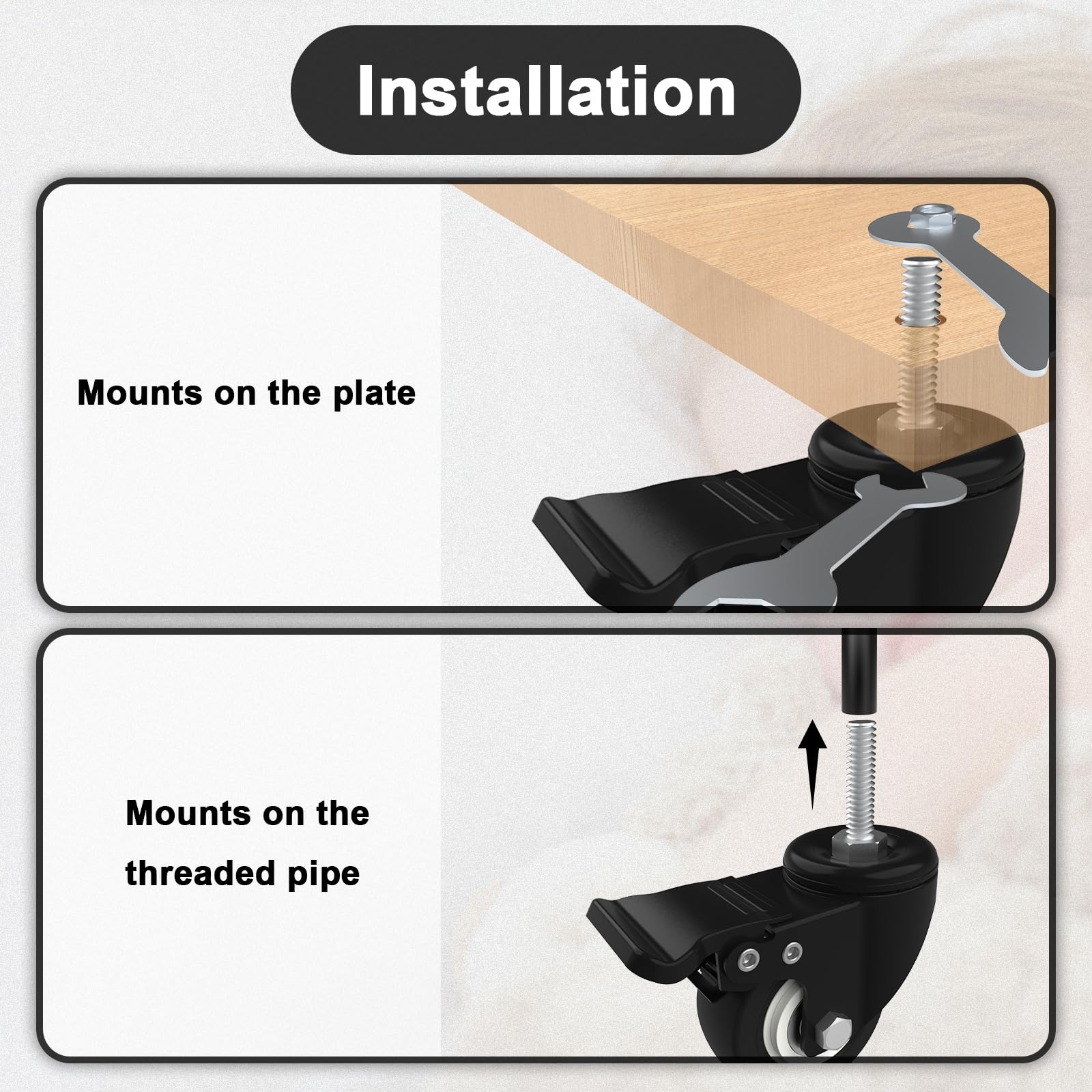Close-up of the dual locking brake mechanism on the AAGUT imperial thread caster