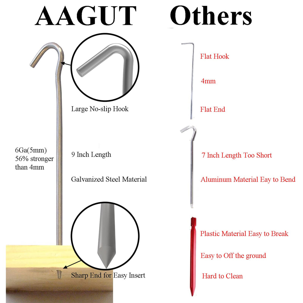 AAGUT 9-Inch Heavy-Duty Galvanized Steel Tent Stake