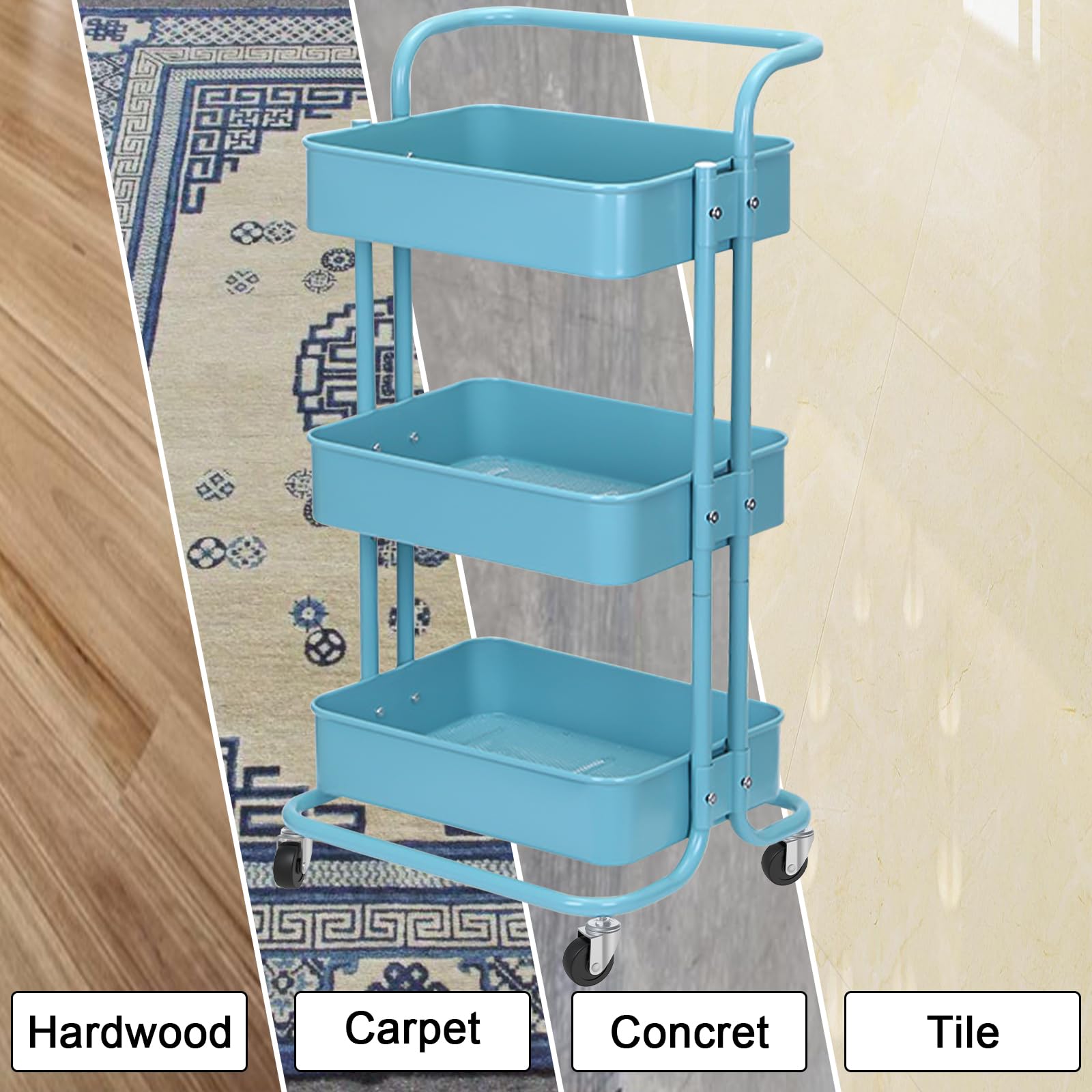 AAGUT 4-Pack Heavy Duty Swivel Caster Set with 1/2"-13 Threaded Stems, Nuts, and Spanner