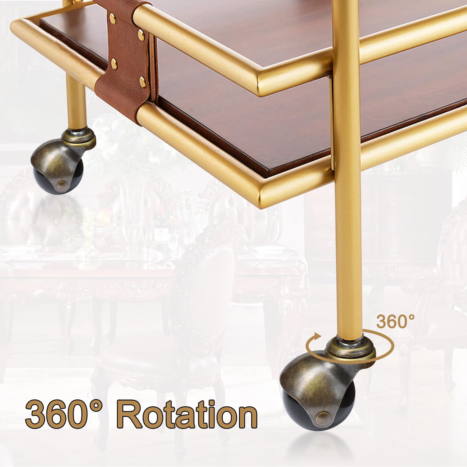 AAGUT 2 Inch Vintage Ball Casters - Set of 4 with 5/16″ x 1-1/2″ Threaded Stem & Metal Sockets for Antique Furniture