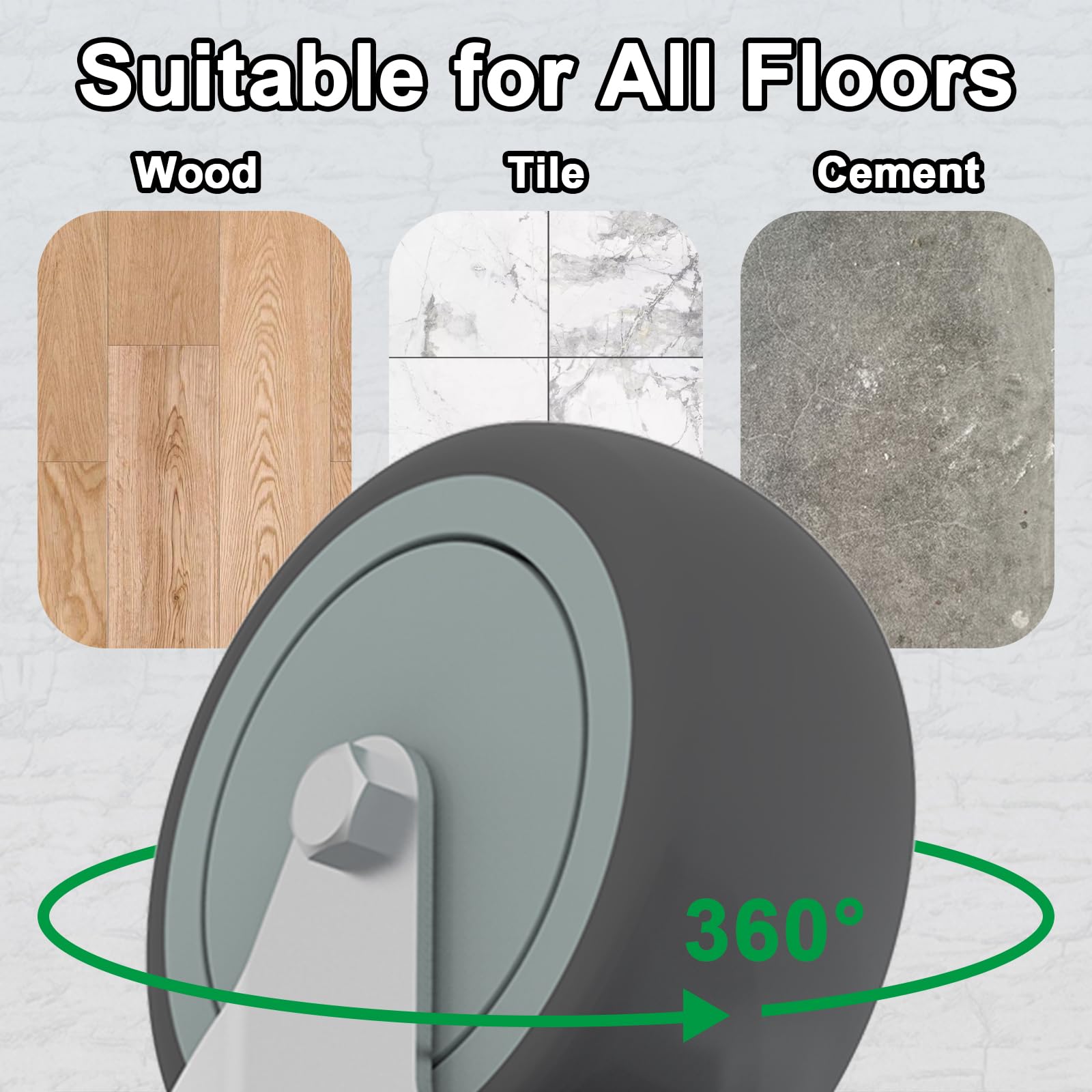 AAGUT Set of 4 Heavy-Duty 4-Inch Brake Stem Casters with 1/2"-13 Threaded Stem and Locking Nut