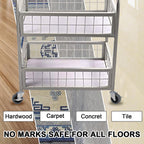 Black workbench or cart smoothly gliding on concrete floor using four AAGUT gray rubber swivel casters.