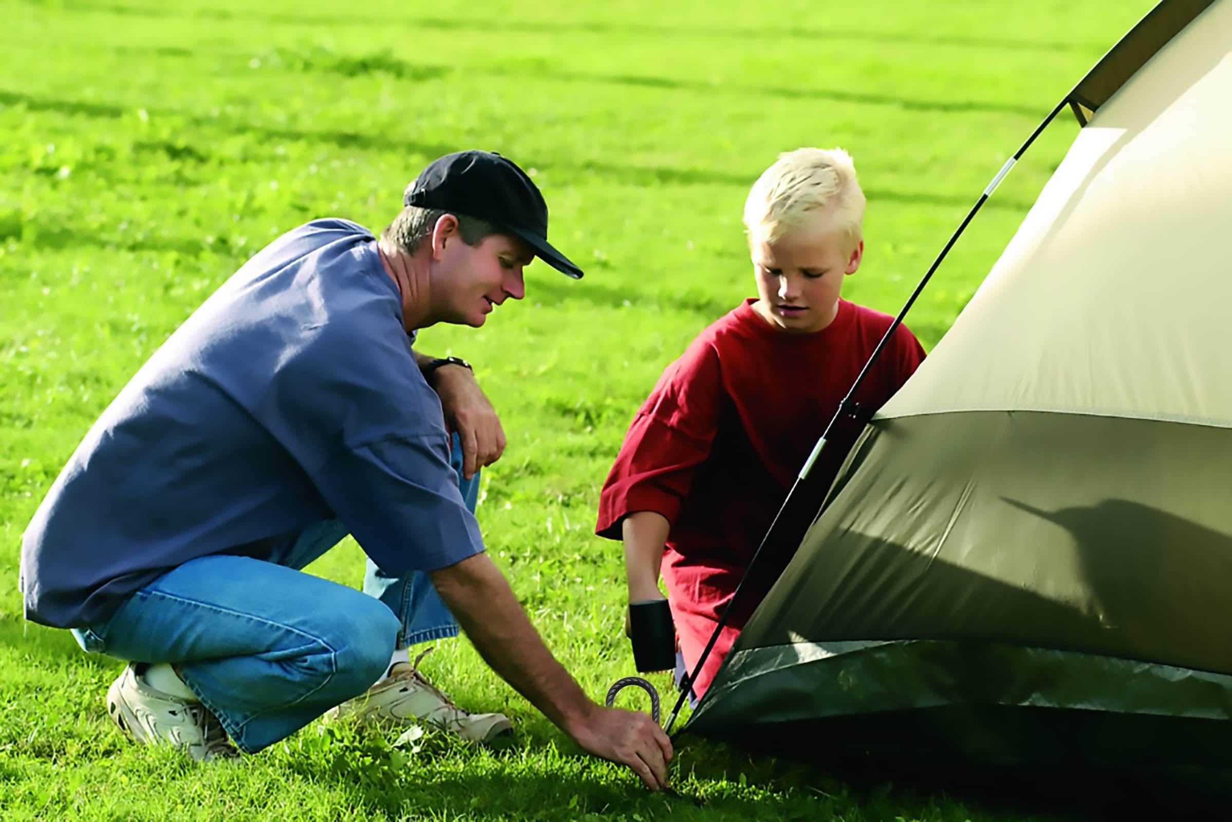 AAGUT 36-Inch Extra-Long J-Hook Rebar Stakes | 1/2" Heavy-Duty Black Coated Ground Anchors