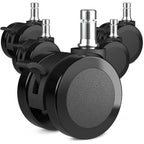 AAGUT 5-Pack of 2 Inch Black Office Chair Wheels with Brakes for Carpet Protection