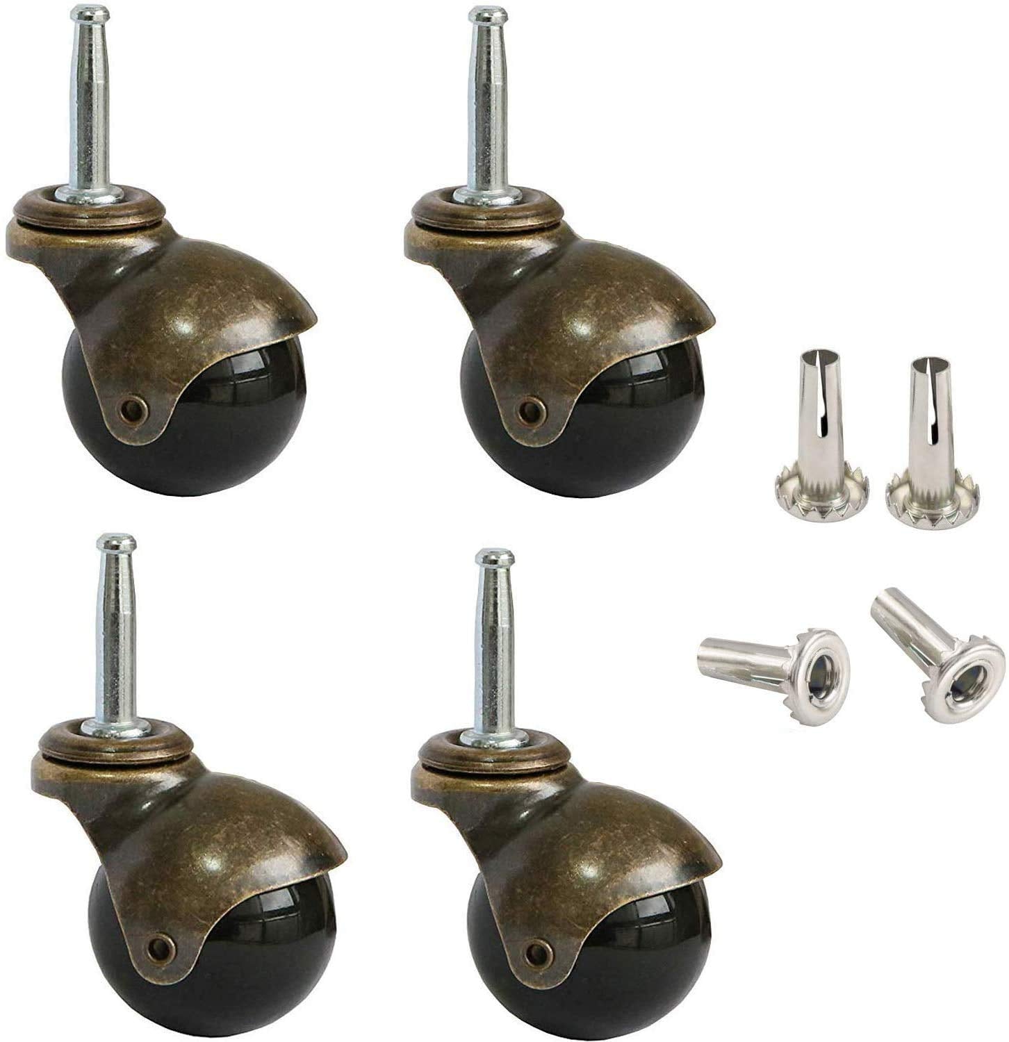 Set of four 2-inch polyurethane casters with metal sockets and screws, presented on a light background.