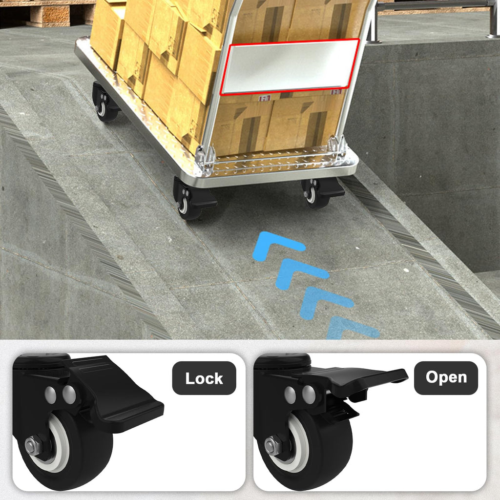 AAGUT 2-Inch Black PU Wheel Threaded Stem Caster with Double Brake