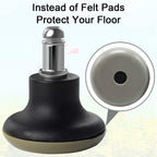 Bottom view of the glide showing the non-slip, non-marking nylon/PU pad that protects hardwood and laminate floors.