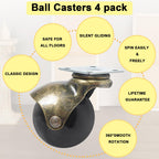 AAGUT 2 Inch Vintage Ball Casters - Set of 4 with 5/16″ x 1-1/2″ Threaded Stem & Metal Sockets for Antique Furniture