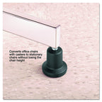 Hand pressing a AAGUT bell glide stem into an empty chair base socket, demonstrating the tool-free installation.