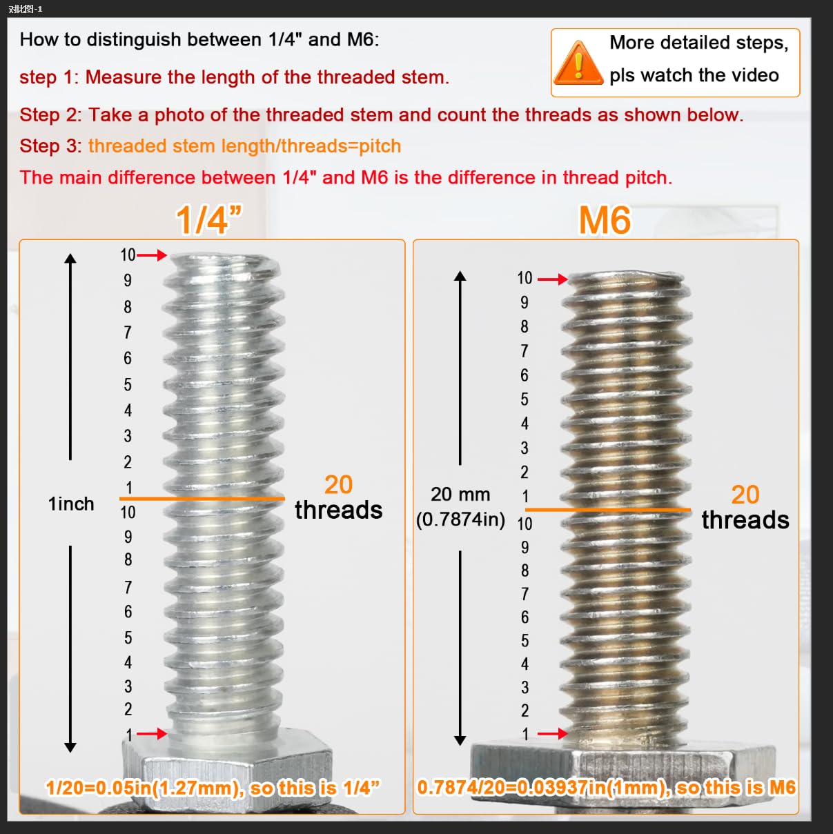 Detailed shot of the 1/4-inch-20 threaded stem, measuring 1 inch in length, on a black furniture caster