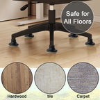 Modern office chair stationary on a hardwood floor with AAGUT bell glides installed, replacing rolling casters for stability.