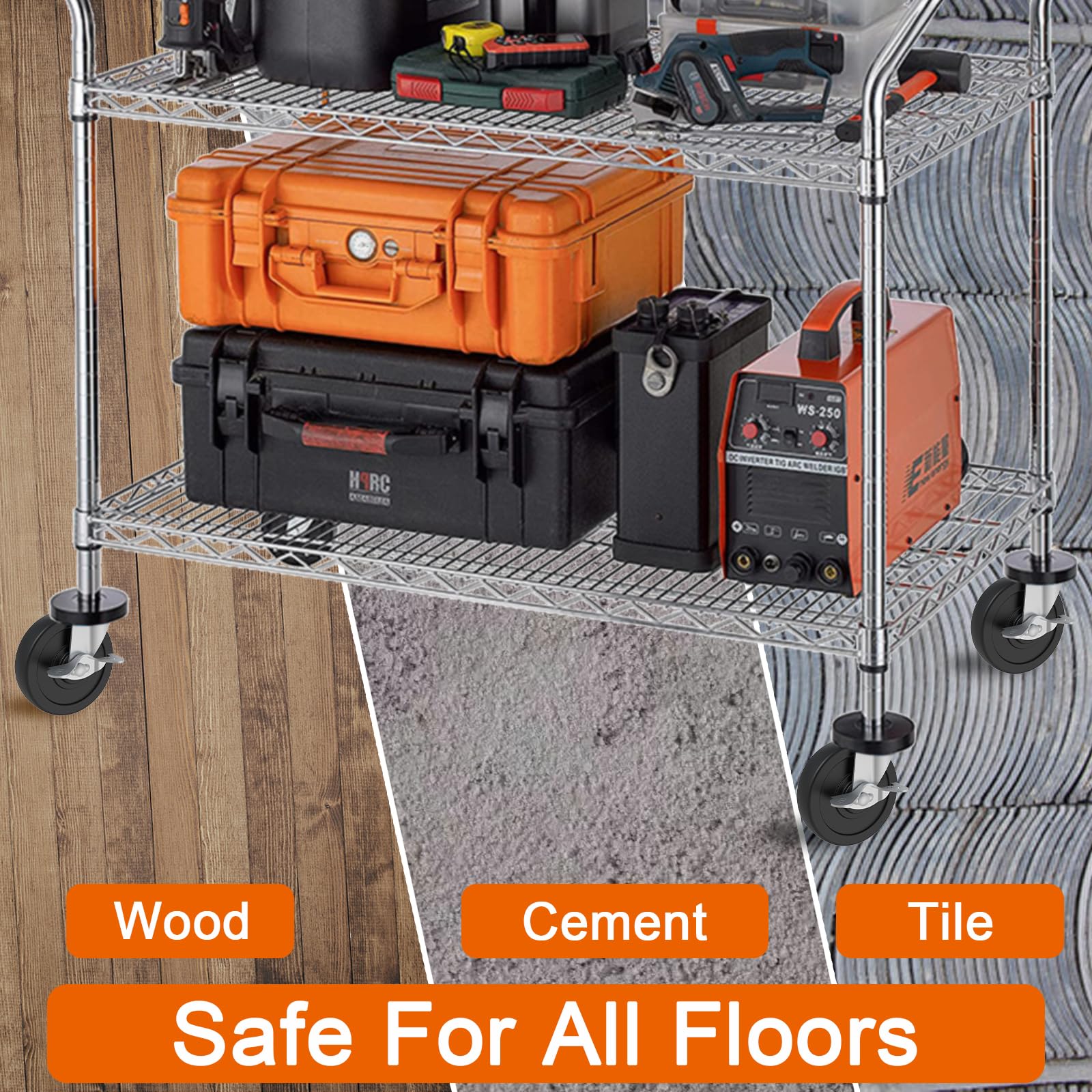 AAGUT set of 4 heavy-duty 4-inch swivel casters with threaded stems and brake locks