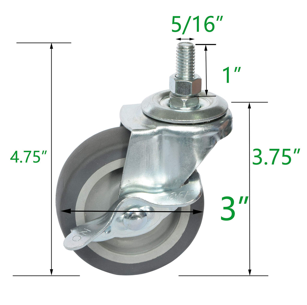 Close-up detail of the locking brake mechanism and non-marking rubber wheel on a AAGUT caster.