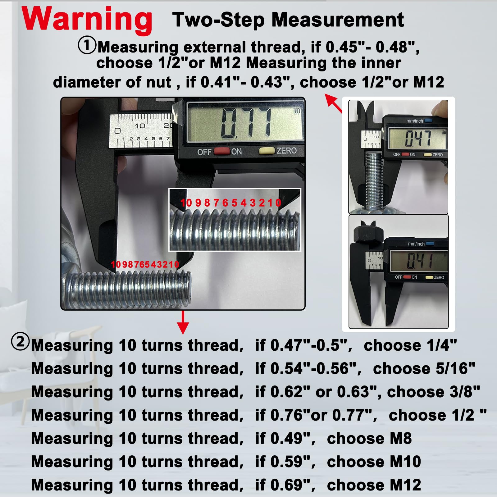 AAGUT 4-Pack Heavy Duty Swivel Caster Set with 1/2"-13 Threaded Stems, Nuts, and Spanner